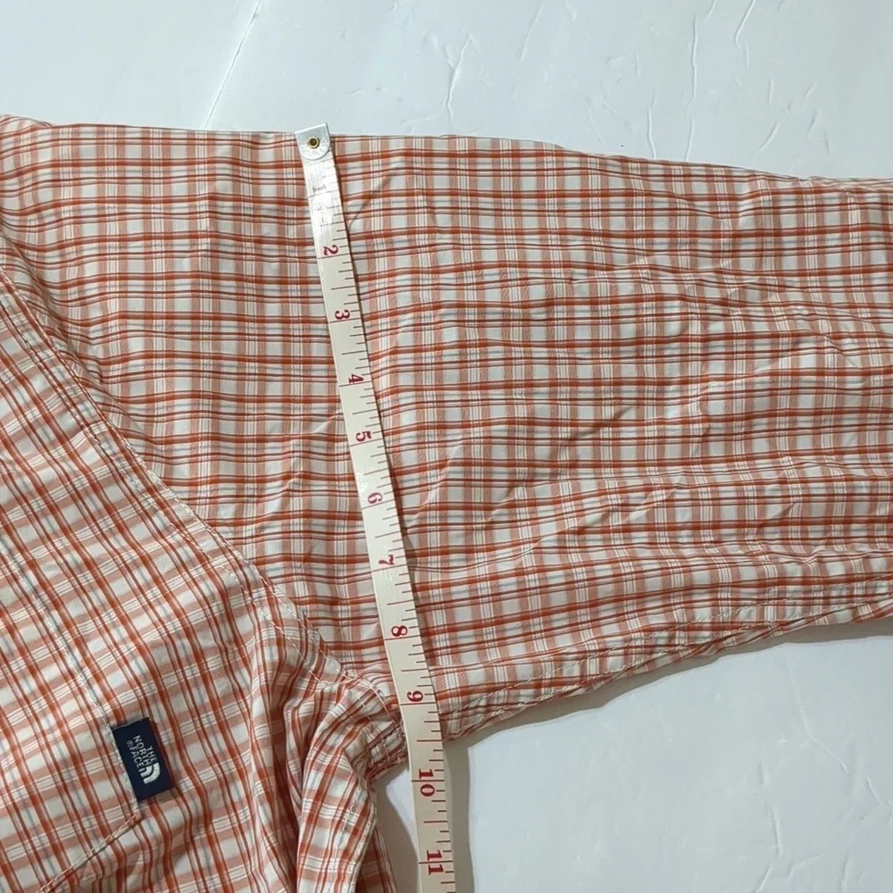 The North Face  Orange Plaid Long Sleeve Outdoor Shirt Men size XL